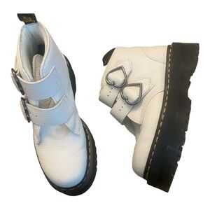 Dr. Martens DEVON HEART LEATHER PLATFORM BOOTS Sz 6L White
